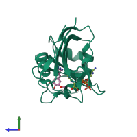 PDB entry 2w3v coloured by chain, side view.