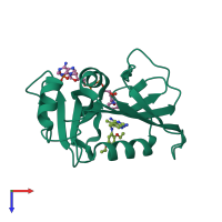 PDB entry 2w3w coloured by chain, top view.