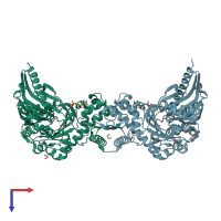 PDB entry 2w41 coloured by chain, top view.