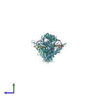 PDB entry 2w42 coloured by chain, side view.