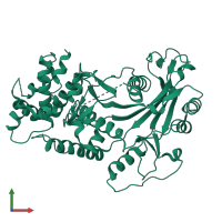 Monomeric assembly 2 of PDB entry 2w45 coloured by chemically distinct molecules, front view.