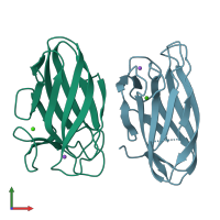 PDB entry 2w46 coloured by chain, front view.