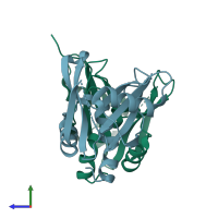 PDB entry 2w4e coloured by chain, side view.