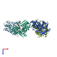 PDB entry 2w4i coloured by chain, top view.