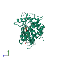 PDB entry 2w4j coloured by chain, side view.