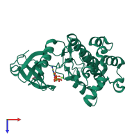 PDB entry 2w4j coloured by chain, top view.