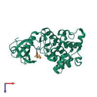 PDB entry 2w4k coloured by chain, top view.