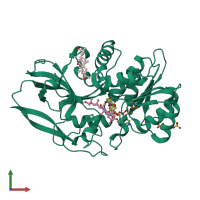 PDB entry 2w4q coloured by chain, front view.