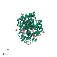 PDB entry 2w4q coloured by chain, side view.