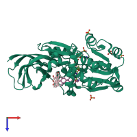 PDB entry 2w4q coloured by chain, top view.