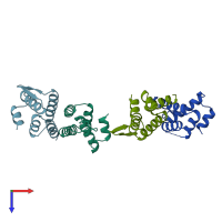 PDB entry 2w4s coloured by chain, top view.