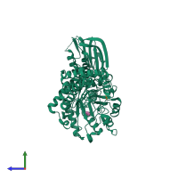 PDB entry 2w4x coloured by chain, side view.