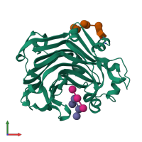 PDB entry 2w52 coloured by chain, front view.