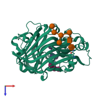 PDB entry 2w52 coloured by chain, top view.