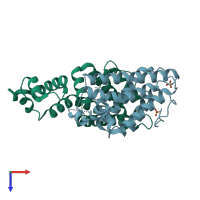 PDB entry 2w53 coloured by chain, top view.