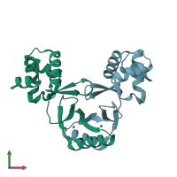 PDB entry 2w57 coloured by chain, front view.