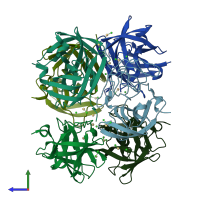 PDB entry 2w5e coloured by chain, side view.