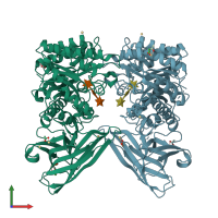 PDB entry 2w5f coloured by chain, front view.