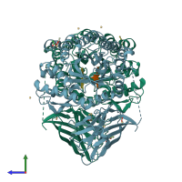 PDB entry 2w5f coloured by chain, side view.