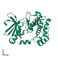 PDB entry 2w5h coloured by chain, front view.