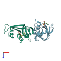 PDB entry 2w5i coloured by chain, top view.