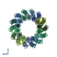 PDB entry 2w5j coloured by chain, side view.