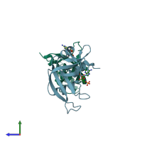 PDB entry 2w5l coloured by chain, side view.