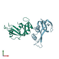 PDB entry 2w5m coloured by chain, front view.