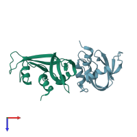 PDB entry 2w5m coloured by chain, top view.