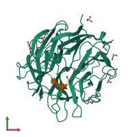 PDB entry 2w5o coloured by chain, front view.