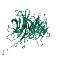 PDB entry 2w5o coloured by chain, top view.