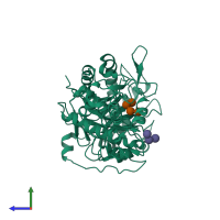 PDB entry 2w63 coloured by chain, side view.