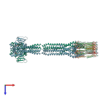 PDB entry 2w6d coloured by chain, top view.