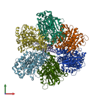 PDB entry 2w6f coloured by chain, front view.