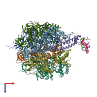 PDB entry 2w6j coloured by chain, top view.