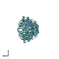 PDB entry 2w6o coloured by chain, side view.