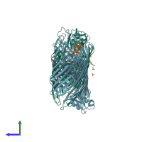 PDB entry 2w6u coloured by chain, side view.
