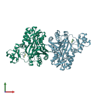 PDB entry 2w70 coloured by chain, front view.