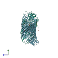 PDB entry 2w75 coloured by chain, side view.