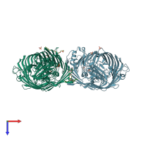 PDB entry 2w75 coloured by chain, top view.