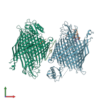 PDB entry 2w77 coloured by chain, front view.