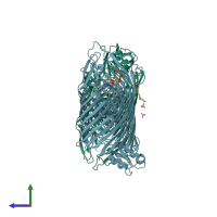PDB entry 2w78 coloured by chain, side view.