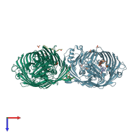 PDB entry 2w78 coloured by chain, top view.
