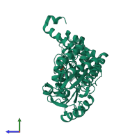 PDB entry 2w7j coloured by chain, side view.