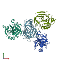 PDB entry 2w7s coloured by chain, front view.