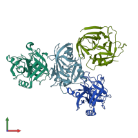 PDB entry 2w7u coloured by chain, front view.