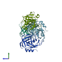 PDB entry 2w7u coloured by chain, side view.