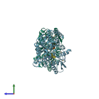 PDB entry 2w7y coloured by chain, side view.