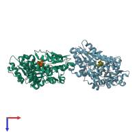 PDB entry 2w7y coloured by chain, top view.