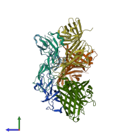 PDB entry 2w81 coloured by chain, side view.